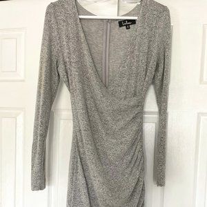 LULU'S Sassy Season Heather Grey Long Sleeve Bodycon Sweater Dress